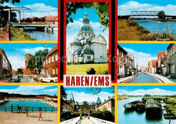 Haren Ems Kanalbruecke Kirchstrasse Wellenbad Hafen