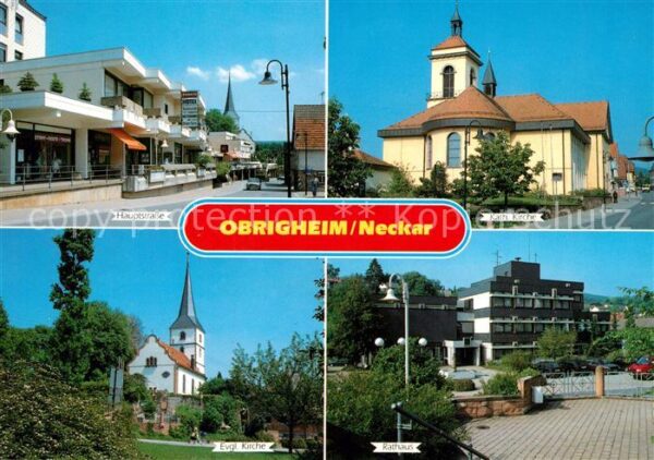 Obrigheim Baden Hauptstrasse Kirche Rathaus