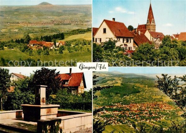 Gingen Fils Fliegeraufnahme Kirche Brunnen