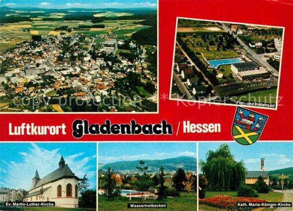 Gladenbach Fliegeraufnahme Frei- und Hallenbad Wassertretbecken