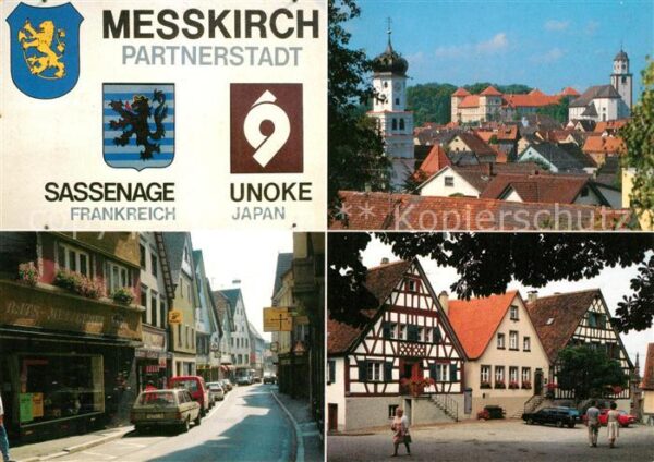 Messkirch Ortsansicht mit Kirche Innenstadt Fachwerkhaeuser