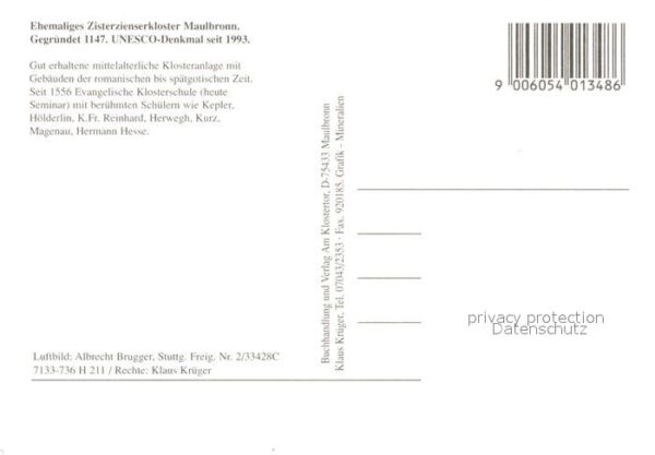 Maulbronn Ehemaliges Zisterzienserkloster 12. Jhdt. Fliegeraufnahme – Bild 2