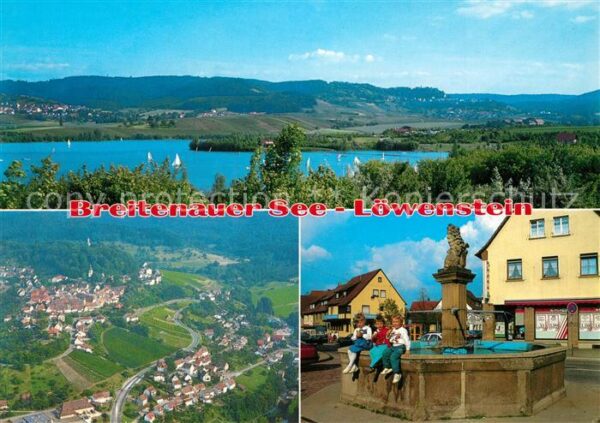 Loewenstein Breitenauer See Kinder am Brunnen Fliegeraufnahme
