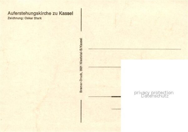 Kassel Auferstehungskirche Zeichnung Oskar Stark Kuenstlerkarte – Bild 2