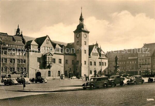 Freiberg Sachsen Obermarkt mit Rathaus Denkmal Otto des Reichen