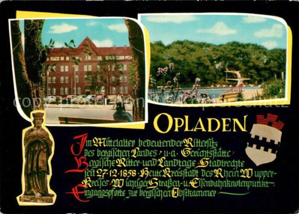 Opladen Rathaus Freibad Statue Denkmal Wappen