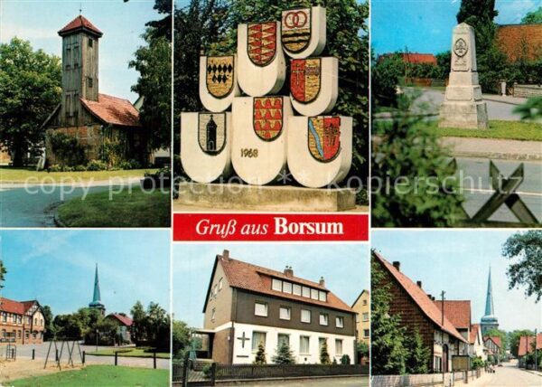 Borsum Hildesheim Ortsmotive mit Kirche Gedenkstein Wappen