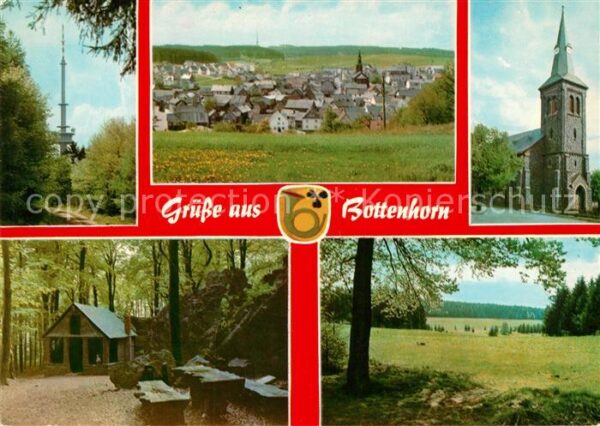 Bottenhorn Gesamtansicht Sendeturm Kirche Waldhuette Landschaftspanorama