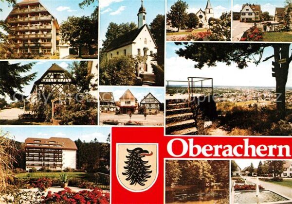 Oberachern Teilansichten Fachwerkhaus Kirche Parkanlagen Aussichtspunkt