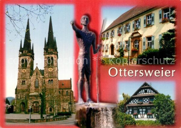 Ottersweier Impression der Stadt Kirche Statue Denkmal
