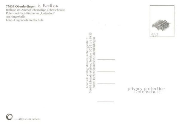 Oberderdingen Rathaus Amthof ehemalige Zehntscheuer Kirche Aschingerhalle Schule – Bild 2
