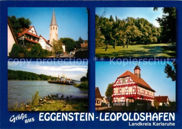 Leopoldshafen Kirchberg Kirche Altrhein Landschaftspanorama Faehre Heimatmuseum