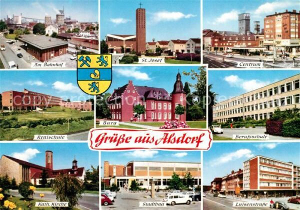 Alsdorf Aachen Bahnhof Kirche Centrum Schule Burg Stadtbad Strassenpartie