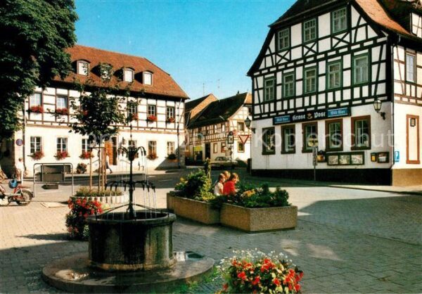 Gersfeld Rhoen Marktplatz Brunnen Gaststaette Fachwerkhaus