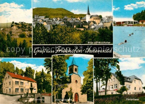 Frickhofen Zeltlager Dornburg Blasiuskapelle Ferienheim Freibad Ortsansicht mit