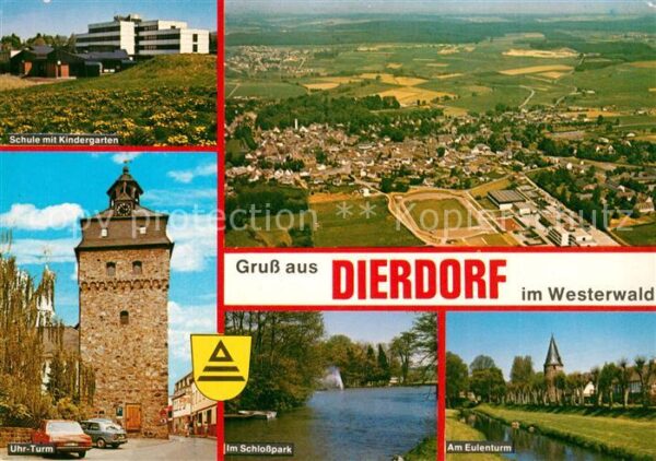 Dierdorf Schule Kindergarten Uhrturm Schlosspark Eulenturm Fliegeraufnahme