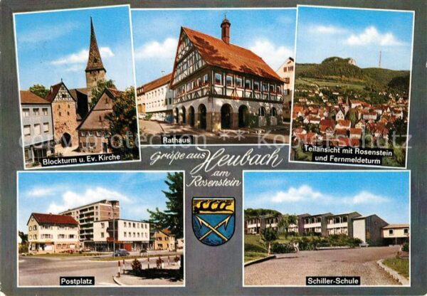 Heubach Wuerttemberg Blockturm Kirche Rathaus Rosenstein Fernmeldeturm Schule Po