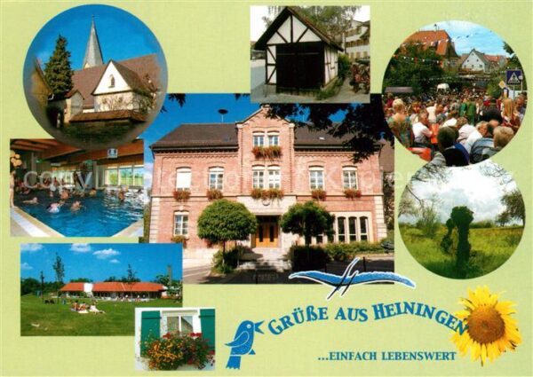 Heiningen Goeppingen Kirche Rathaus Fest Hallenbad Landschaftspanorama