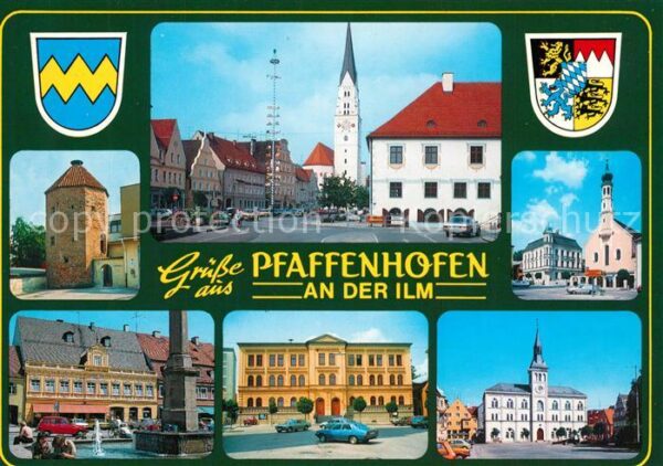 Pfaffenhofen Ilm Tor zur Hallertau Hauptplatz Turm Kirche Maibaum Rathaus Schule
