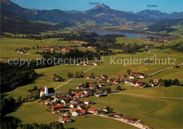 Maria Rain Allgaeu mit Gruentensee Gruenten Stuiben Allgaeuer Alpen Fliegeraufna