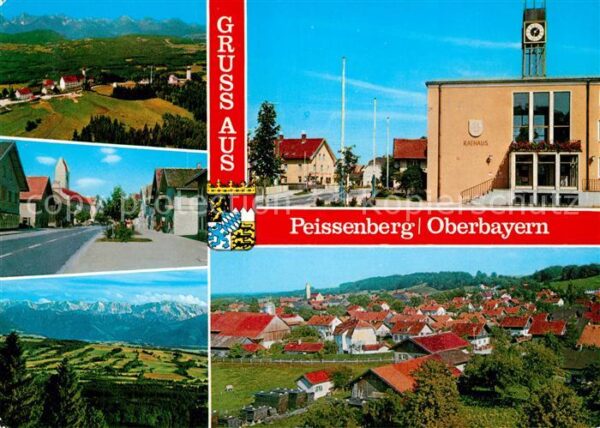 Peissenberg Alpenpanorama Ortsmotiv mit Kirche Rathaus