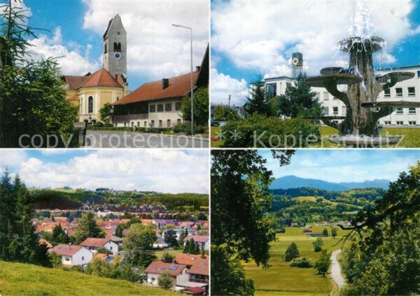 Peissenberg Teilansicht Ortsmotiv mit Kirche Brunnen Landschaftspanorama