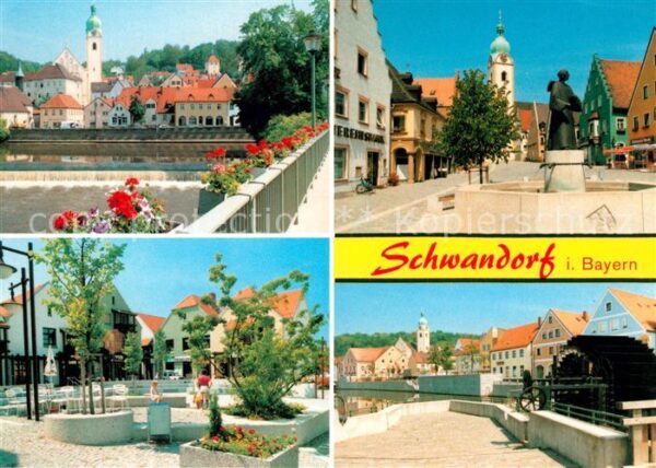 Schwandorf Naab Wehr Bruecke Wasserrad Marktplatz Brunnen Kirche