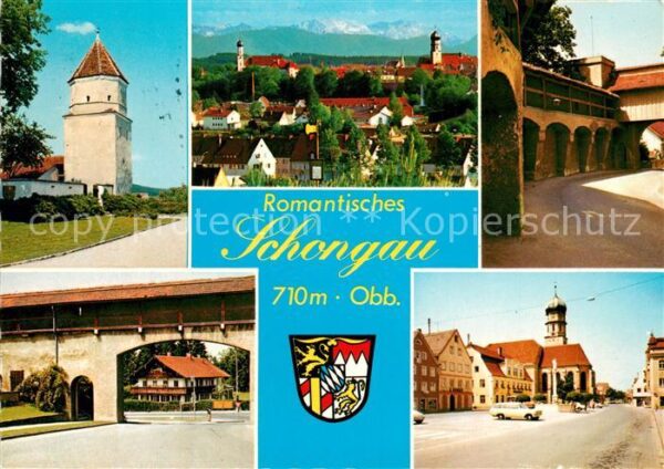 Schongau Stadtpanorama Alpen Innenstadt Kirche Turm Stadtmauer