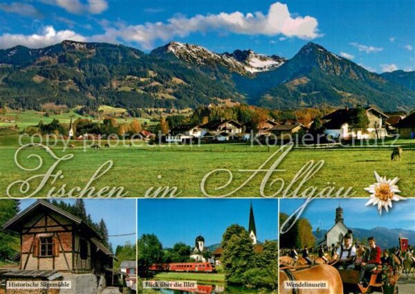 Fischen Allgaeu Panorama Allgaeuer Alpen Historische Saegemuehle Wendelinusritt