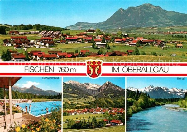 Fischen Allgaeu Panorama Allgaeuer Alpen Freibad Illertal