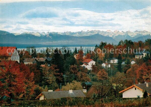Feldafing Blick ueber Starnberger See Karwendelgebirge