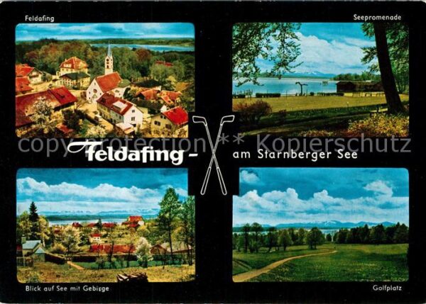 Feldafing Ortsansicht mit Kirche Seepromenade Starnberger See Golfplatz Alpenpan