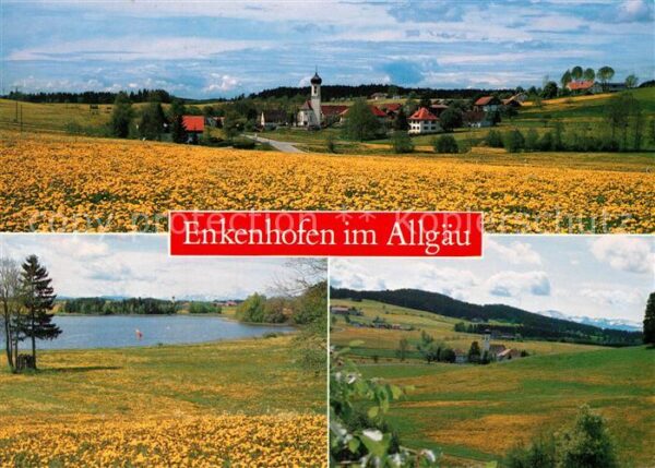 Enkenhofen Blick ueber die Felder Landschaftspanorama See