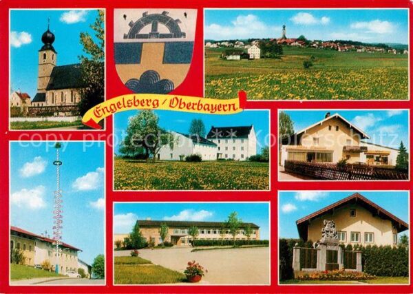 Engelsberg Oberbayern Panorama Teilansichten Kirche Maibaum