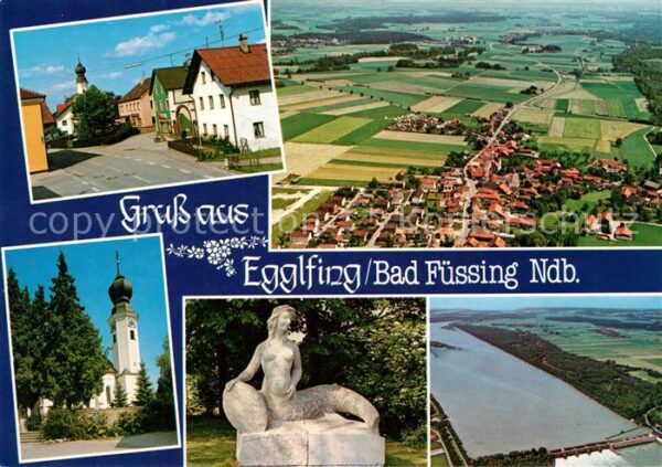 Egglfing Inn Hauptstrasse Kirche Skulptur Fliegeraufnahme