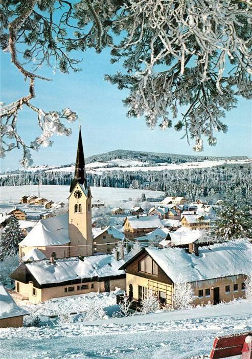 Buchenberg Allgaeu Ortsansicht mit Kirche Winterpanorama
