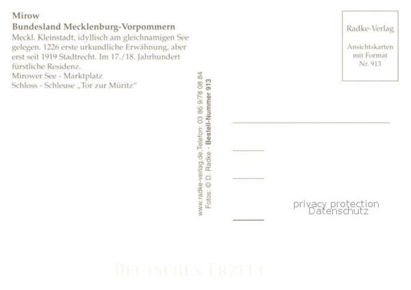 Mirow Mirower See Marktplatz Schloss Schleuse Tor zur Mueritz Mecklenburgische S – Bild 2