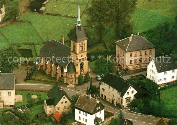 Mauersberg Ortszentrum mit Kirche Fliegeraufnahme