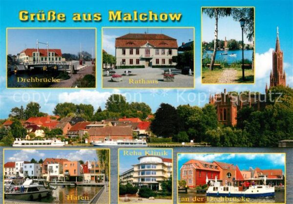 Malchow Drehbruecke Rathaus Klosterkirche Hafen Fahrgastschiff Rehaklinik