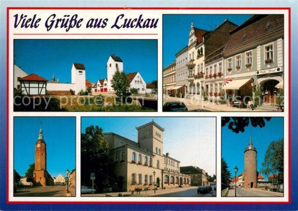 Luckau Niederlausitz Gebaeude der Feuerwehr Hauptstrasse Hausmannsturm Rathaus R