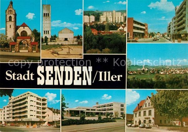 Senden Iller Stadtpanorama Kirchen Wohnsiedlung Hochhaus Gasthaus Schule