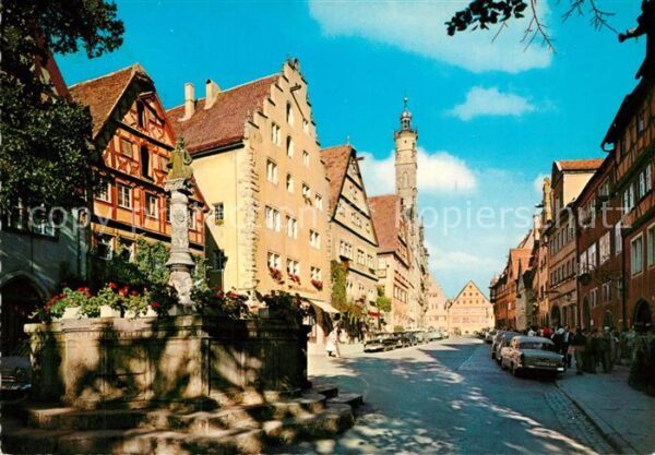 Rothenburg Tauber Herrengasse Brunnen Innenstadt