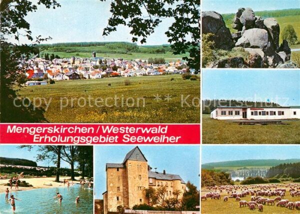 Mengerskirchen Gesamtansicht Erholungsgebiet Seeweiher Landschaftspanorama Schaf