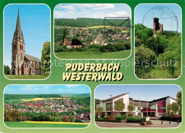 Puderbach Westerwald Kirche Burgruine Gesamtansicht
