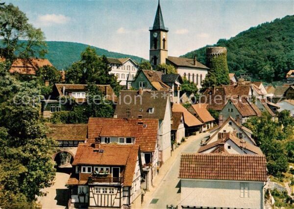 Lindenfels Odenwald Stadtbild mit Fuerther Tor Kirche Perle des Odenwaldes