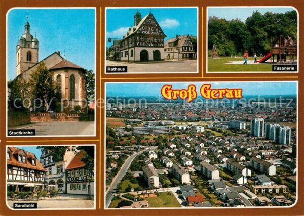 Gross-Gerau Stadtkirche Sandboehl Fachwerkhaeuser Rathaus Fasanerie Fliegeraufna