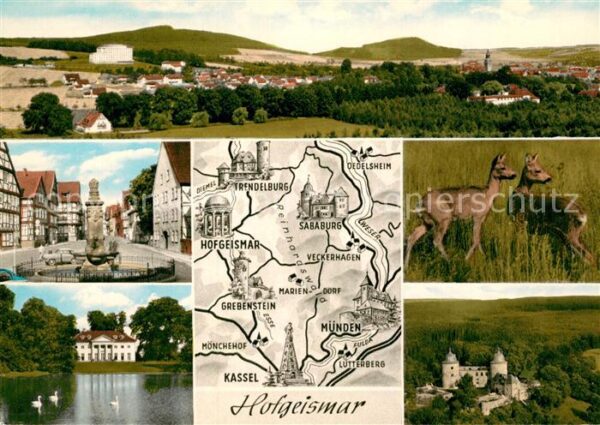 Hofgeismar Stadtpanorama Innenstadt Brunnen Schloss Wild Landkarte Sehenswuerdig