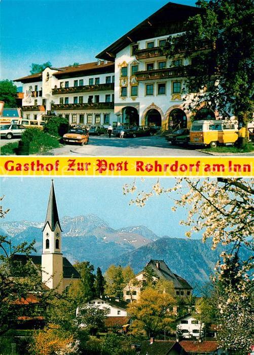 Rohrdorf Inn Gasthof Pension Zur Post Ortsmotiv mit Kirche Alpenblick