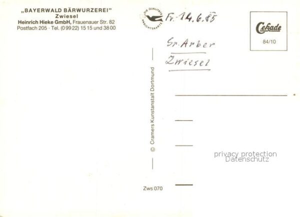 Zwiesel Niederbayern Bayerwald Baerwurzerei Stadtpanorama Wappen – Bild 2