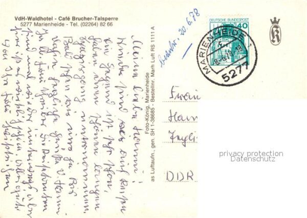 Marienheide VdH Waldhotel Cafe Brucher Talsperre Fliegeraufnahme – Bild 2